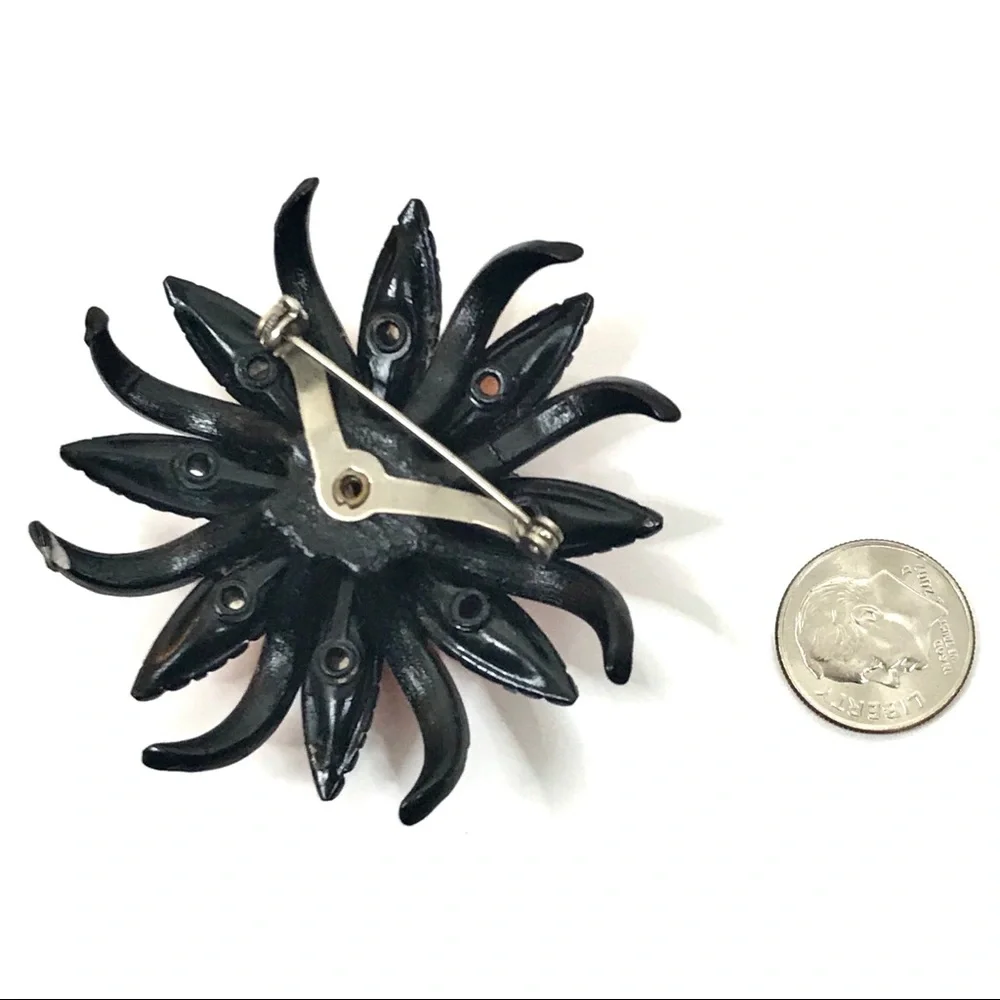 Vintage Large Retro Brooch Sunburst Jewelry Pin